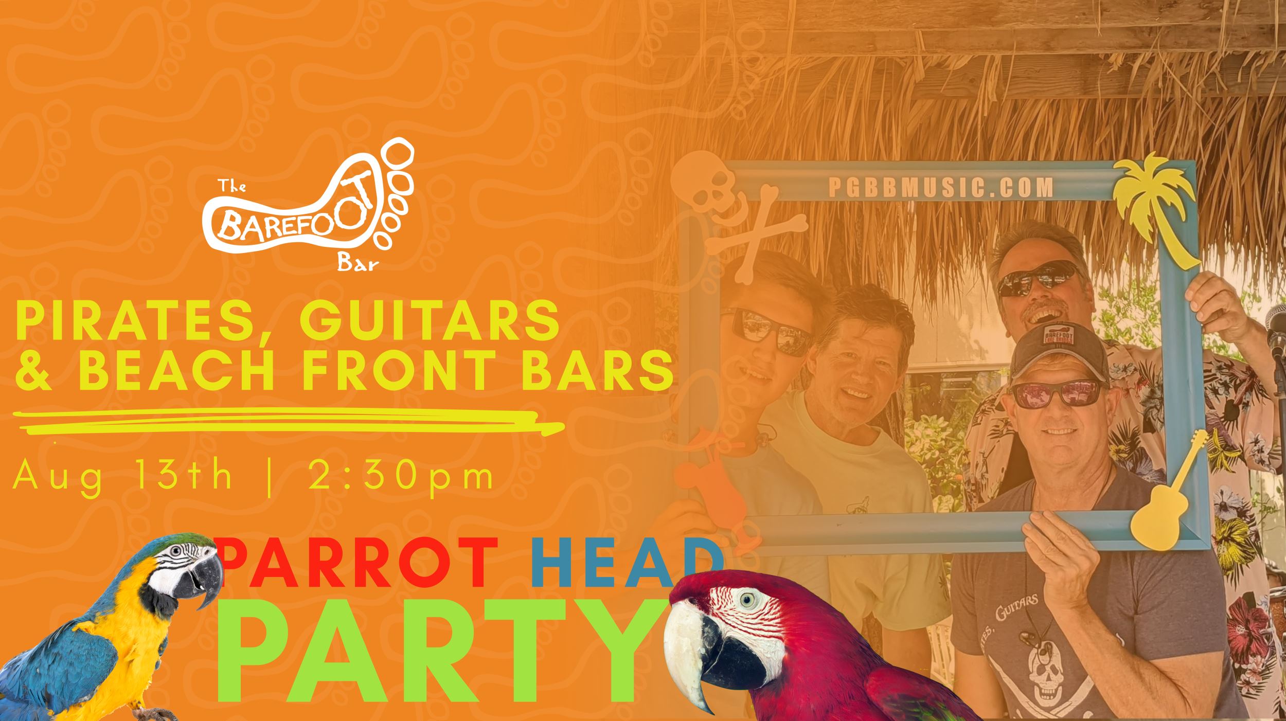 Parrot Head Party with Pirates, Guitars and Beach Front Bars